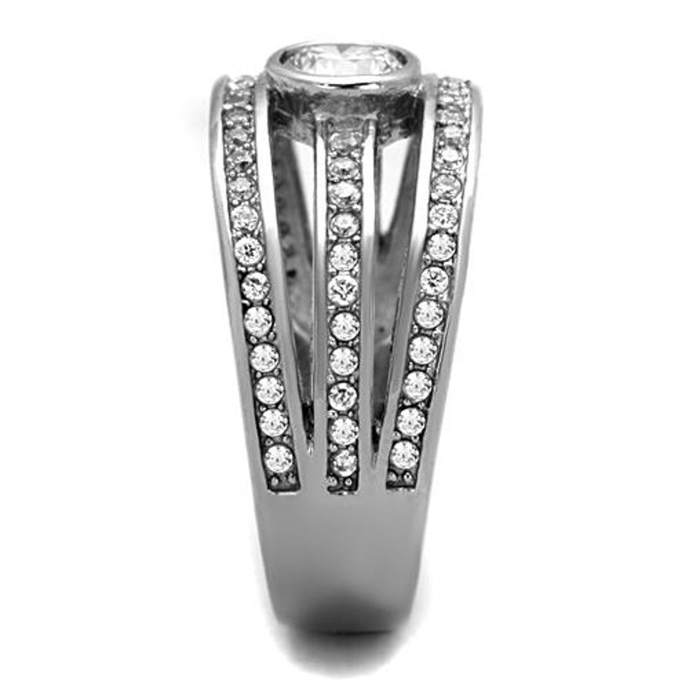 ARTK1525 Stainless Steel 316L .665 Ct Cubic Zirconia Anniversary Fashion Ring Sizes 5-10